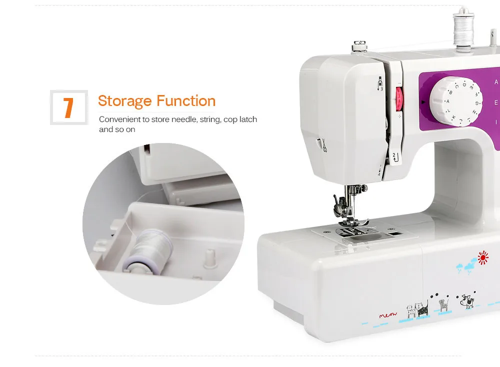 Mini Household Sewing Machine with 12 Different Stitches EU US Plug Adjustable Speed USB Socket 3 Color Sewing Machine for Home15
