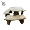 hot selling natural stone yellow marble outdoor antique stone tables and benches home furniture MBL-023