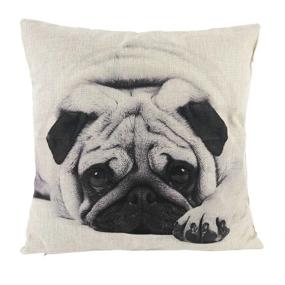45*45CM Funny Lovely Animal Dog Pattern Office Cushion Pillow Cover Cotton Linen Decorative Pillows Pillowcases Covers 5 Types