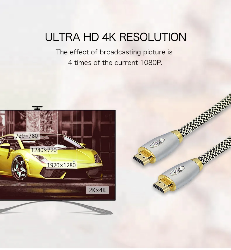 Wholesale 50 Feet Ultra Golden HDMI 2.0V Cable Support 4K 2160P,1080P,3D,Audio Return and Ethernet - ANKUX.COM