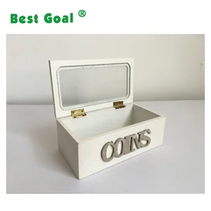 wooden gift box with hinged glass lid top quality