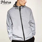 Custom mens oversized fit 3M reflective track windbreaker jackets