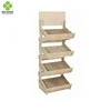 Eco-friendly free standing 4 tiered wood case bread display rack for bakery