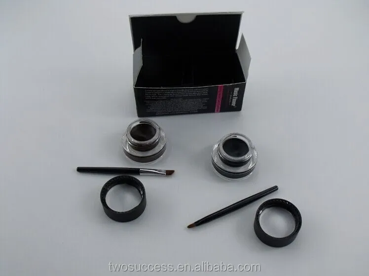 Fashion 2pcs Makeup Not Dizzy Catch Waterproof Double Color Gel Eyeliner With Brush