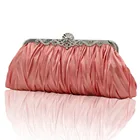 Clutch Bag Luxury Pleated Satin Women Clutch Bag Evening Party With Metal Frame