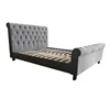 Thick headboard button tufted sleigh fabric bed
