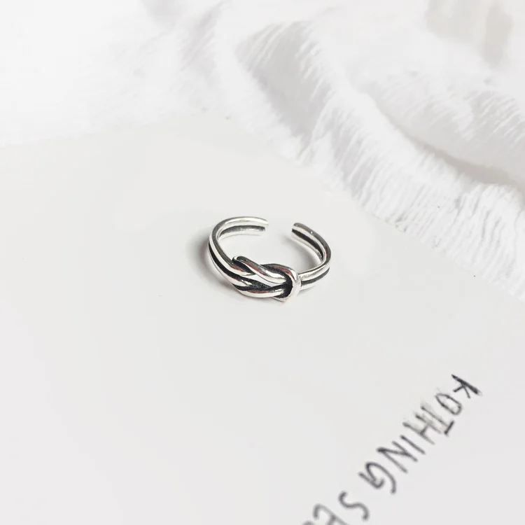 Valentine Jewelry Double Silver Love Knot Rings, Couple S925 Sterling Silver Love Knot Ring