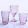 Vintage Pink Colored Wine and Water Glass Goblets
