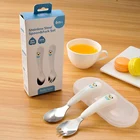 korean fork and spoon set Kids Tableware Set kids stainless steel spoon and fork portable spoon fork set