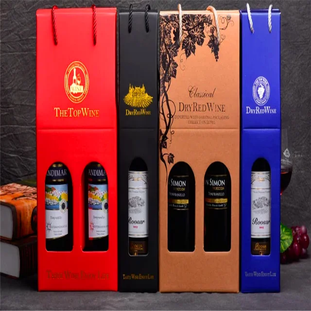 bottle box with handle cylinder paper cardboard gift packaging