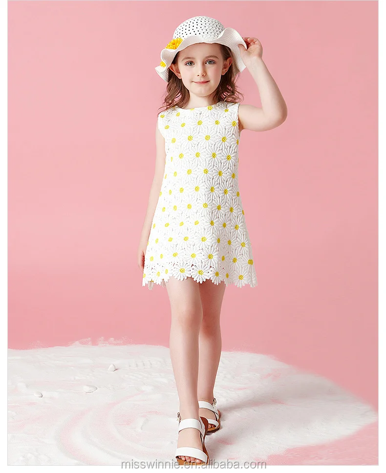 2016 new fashion design small girls daisy dress baby frock