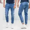 Hot selling five pocket styling urban star jeans men light wash blue scratch slim jeans for men