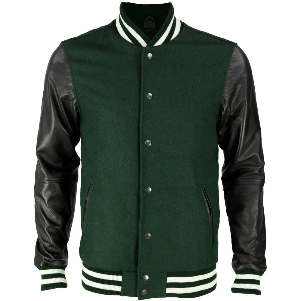 Varsity Jacket With Leather Sleeves For Men,Wholesale Leather Jackets