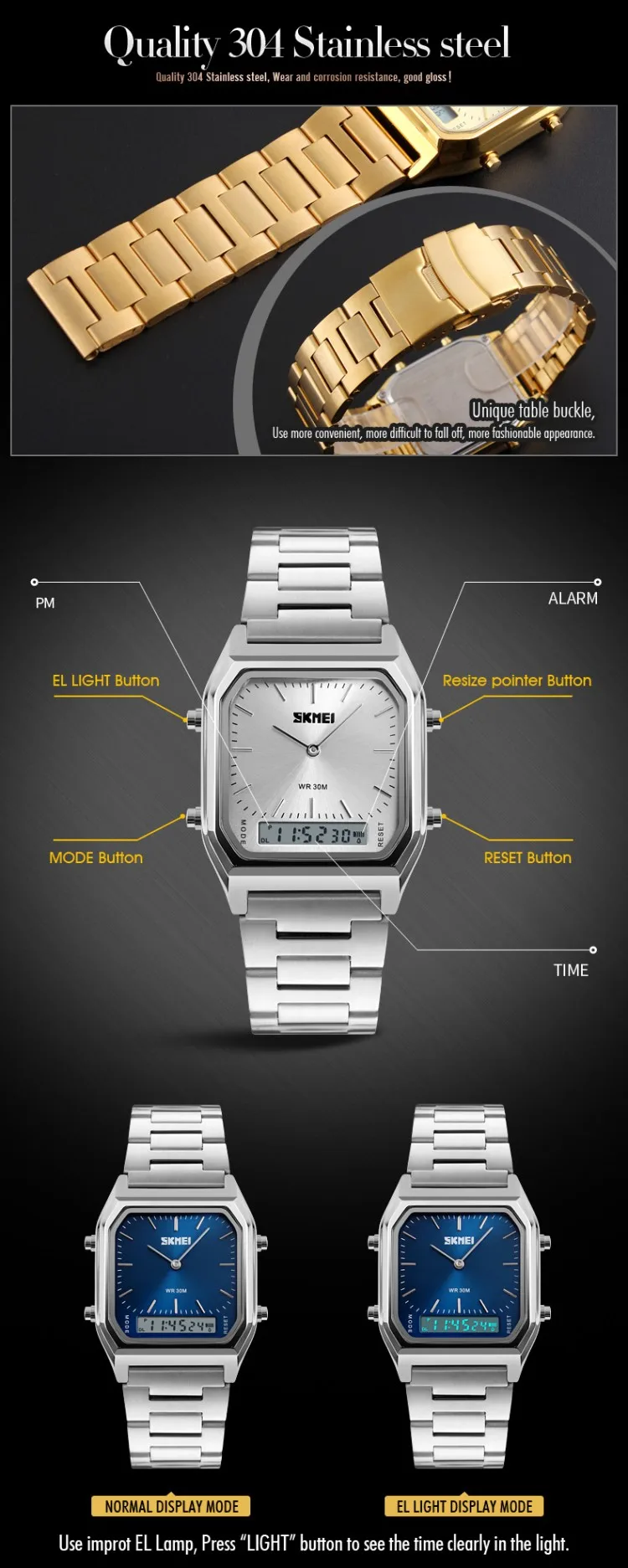 Rose gold metal band led dress wristwatch luxury armbanduhr herren high quality watch