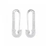 2019 silver jewelry brand Women Safety Pins earrings in 925 sterling silver cz stud earrings