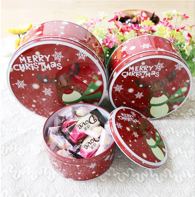 2017 hot sale christmas round gift box for cookie biscuit c