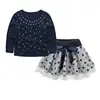 Spring Autumn Baby Toddler Girls Clothing Sets Knitted Pullover top +Skirt 2 Pcs Children Kids Clothes Set