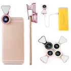 Cell Phone Camera Lens Kit 3 in 1 Fisheye Lens Wide Angle Lens With Phone Led Flash Light