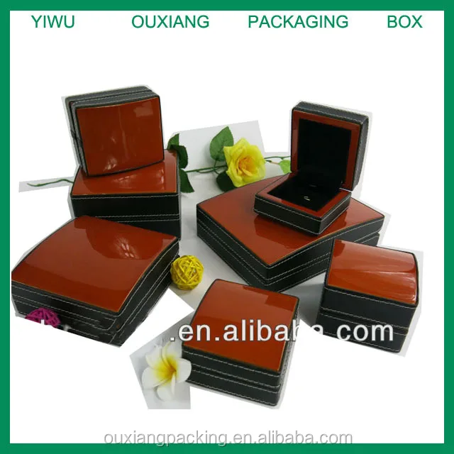 luxury new design hot sale half leather wooden jewelry set box