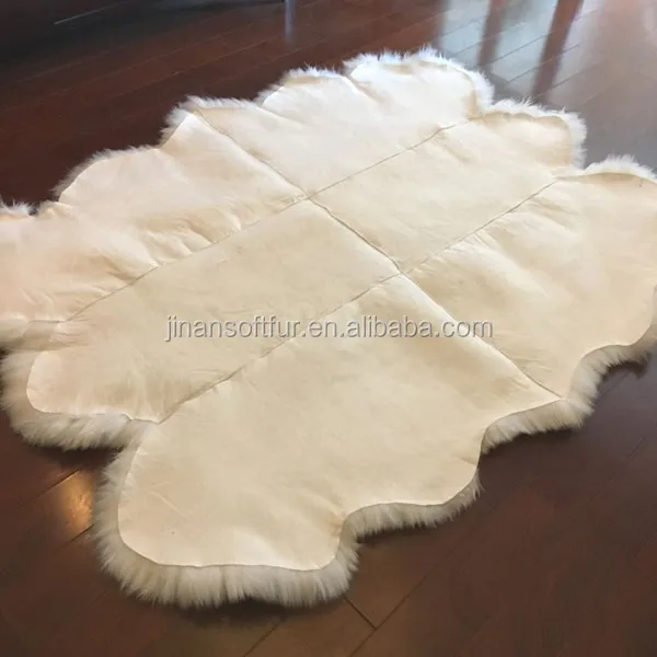 quality high-end style supreme sheepskin wool 8-pelt shag rug