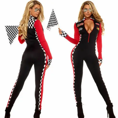 Сексуальный гоночный автомобиль водитель костюм гонщик девушка наряд комбинезон костюмы QAWC-5208