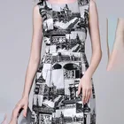 women sleeveless leaves print ruffle wrap Retro Vintage dresses from clothing factory
