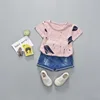 Factory direct sale polish summer denim boutique newborn baby clothes for baby