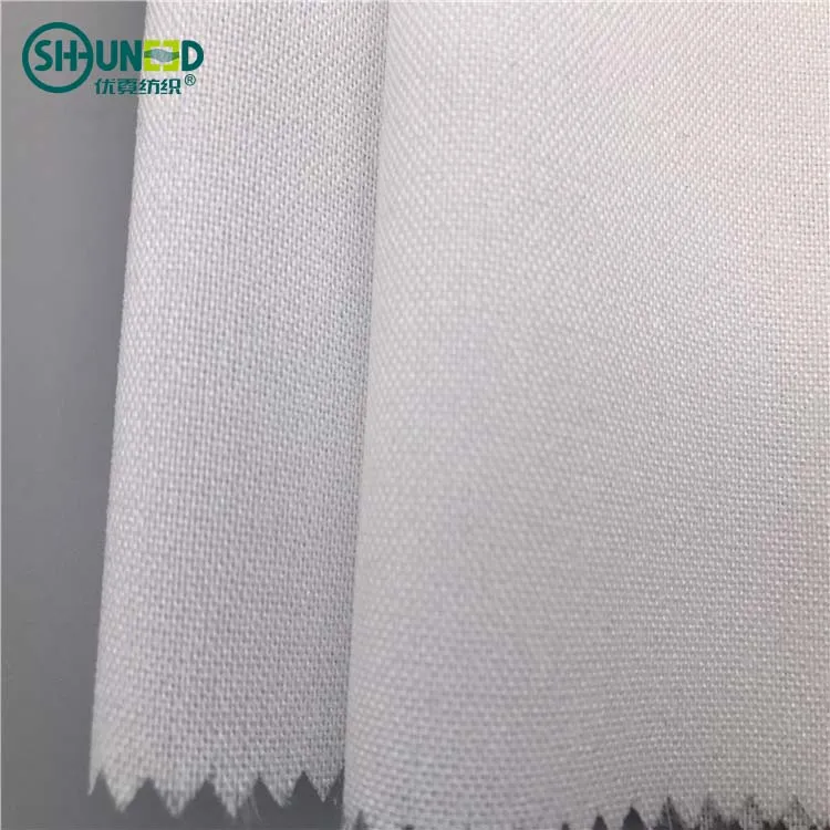 Woven Fusible Interfacing Interlining Fusing Buckram Fabric Double Dot Pa Coating Bi-stretch 100% Polyester for Facing and Lapel