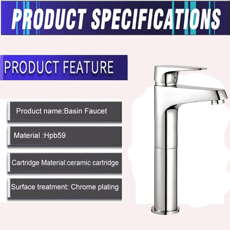 Solid Brass Faucet Bathroom Chrome Finished Commercial Basin Mixer Tap