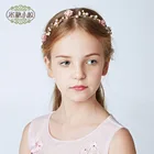 2019 ファッション花金箔花の子カチューシャウェディング美しい手作りガールヘアアクセサリーヘッドピース