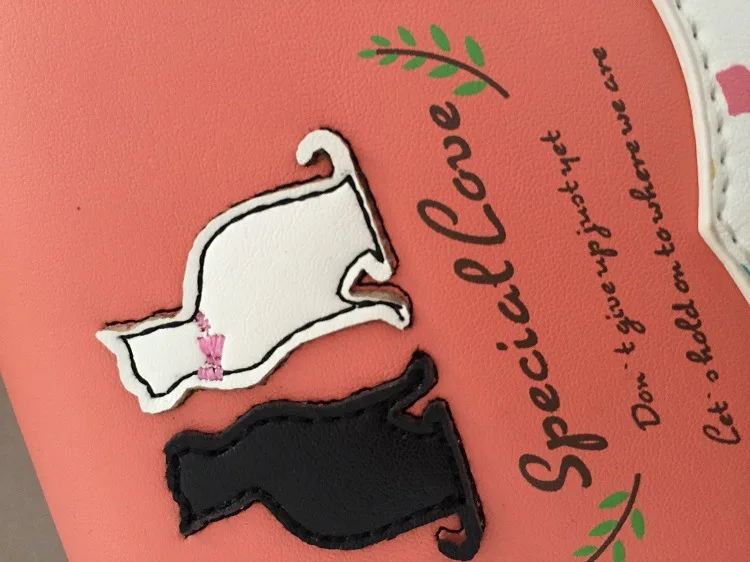 cat tail wave point two fold buckle bow pendant ladies purse wallet