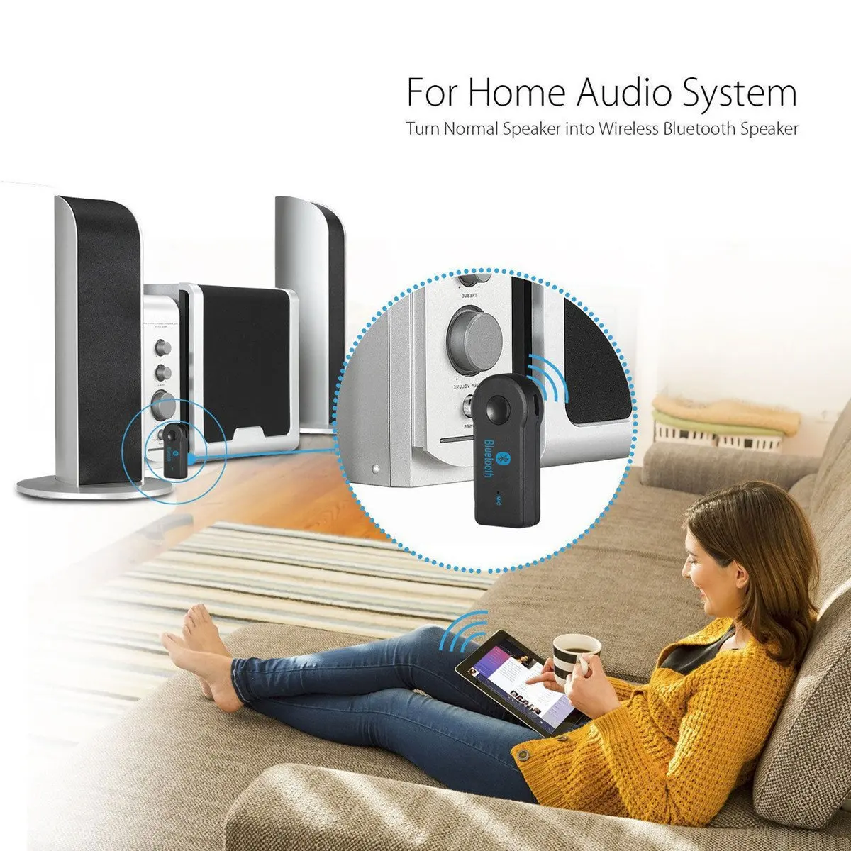 APPACS Aux Audio Home Stereo Music 3.5mm Car Bluetooth Receiver - ANKUX.COM