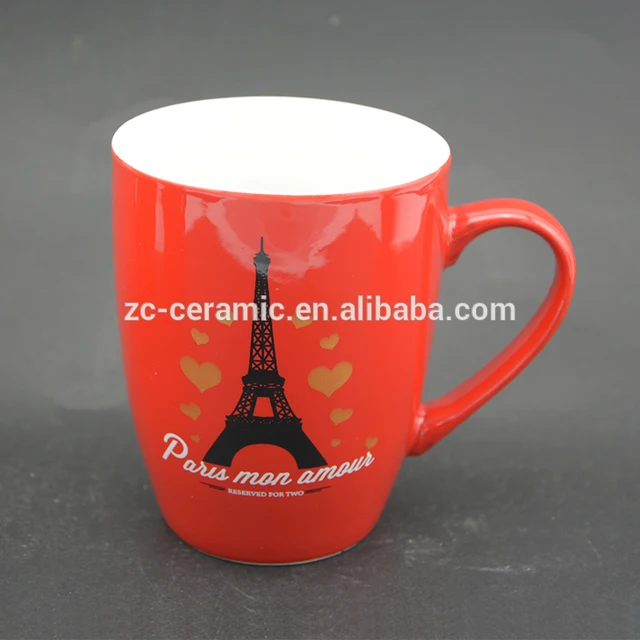 eiffel tower decal wholesale ceramic valentine red coffee mug