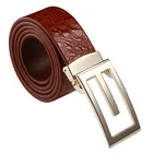 Custom Logo Top quality metal buckle brand Crocodile testure genuine leather belt for men