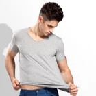 Plus size cotton v-neck t shirts men sports cotton shirts