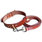 Amazon Top Seller 4 Sizes Genuine Leather Collar And Leash Set