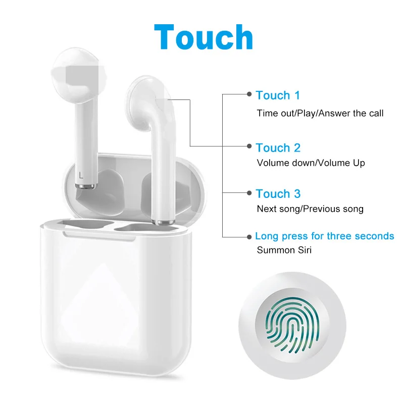 i18 tws wireless earbuds touch control auto power on support siri BT 5.0 bluetooth earphone - ANKUX.COM