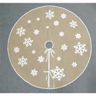 Production of custom Linen xmas tree skirt Snowflake Santa Claus Christmas Holiday Burlap Tree Skirt 36-48 inches
