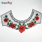 Custom Thin Flower Sewn-on Chiffon Embroidery Collar Patch Applique for Garment