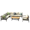 Reliable quality siyu cuscini giardino aluminum wooden top table rice white corner chaise sofa living room sofa