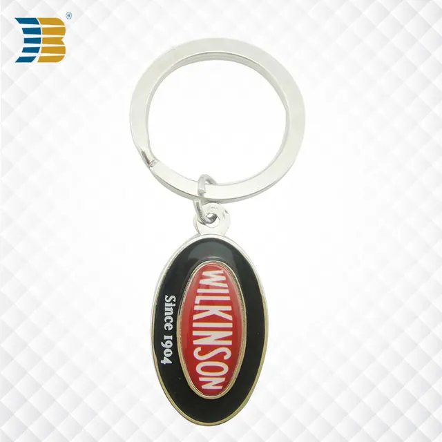promotional oval shape custom painted metal keychain
