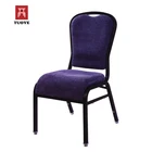 China comfortable seat cushion purple black metal stacking banquet chairs for hotel lobby