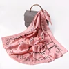 New Korean Style English Letters Printed Ladies Square Office Decoration Imitated Silk Square Scarf