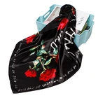 Women Fashion Hijabs Scarfs 2019 Muslim Big Square Shawl Stole Rose Flower Print Head Neck Kerchief Headband Wraps 90*90cm