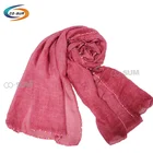 Women fashionable spring summer soft plain hijab pearl shawl polyester cotton scarf