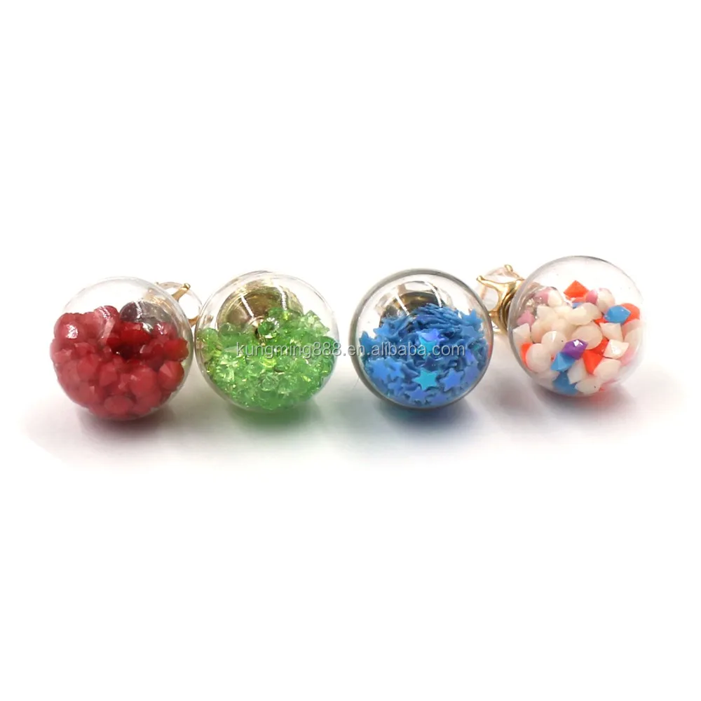 fashion charm colorful crystal ball inside double ball earring