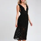 Custom Sexy V Neck Sleeveless Lace Party Dress Elegant Women