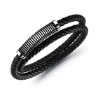 Custom exclusive logo jewelry italian style braided pu or genuine leather bracelet men leather design