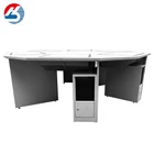 Adjustable computer table hidden LCD monitor flip gaming table school/office/training center desk