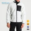 Men's white lined sherpa jacket Custom fleece jacket with contrast chest patch china factory OEM